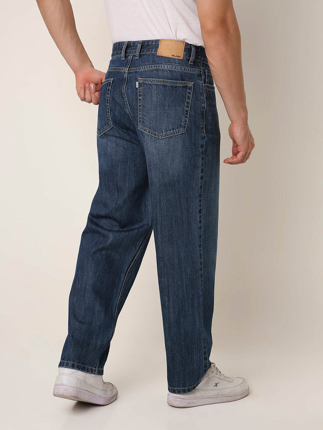 Mid-Blue Loose Fit Denim Jeans