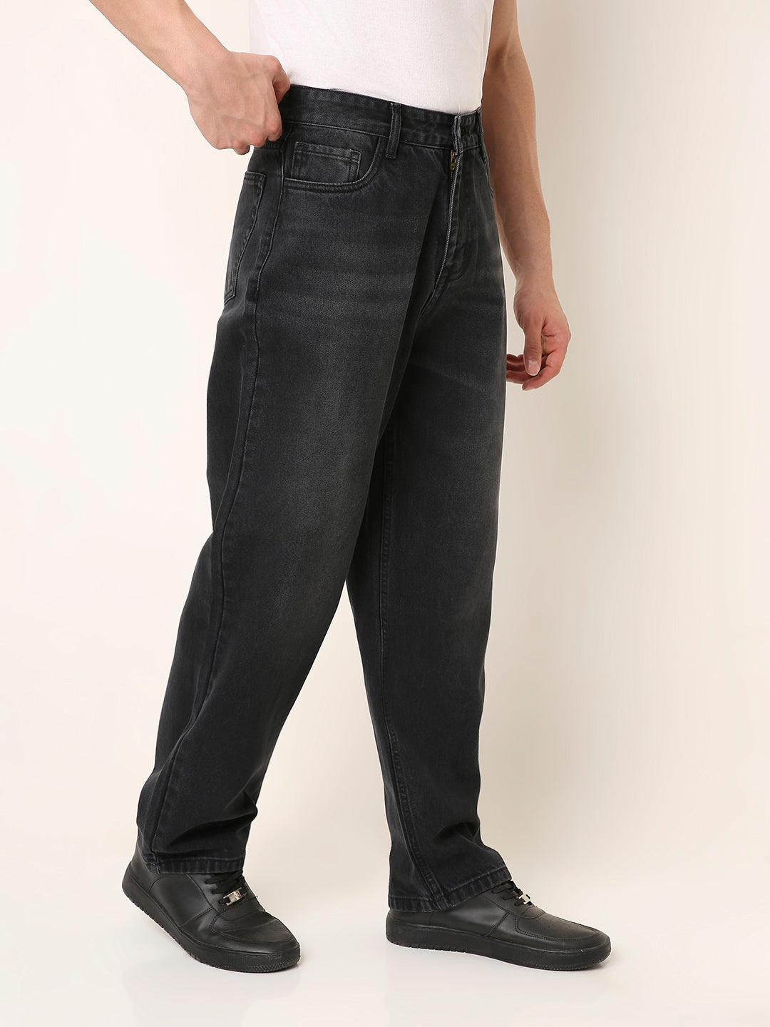 DARK-GREY Baggy Fit Denim Jeans