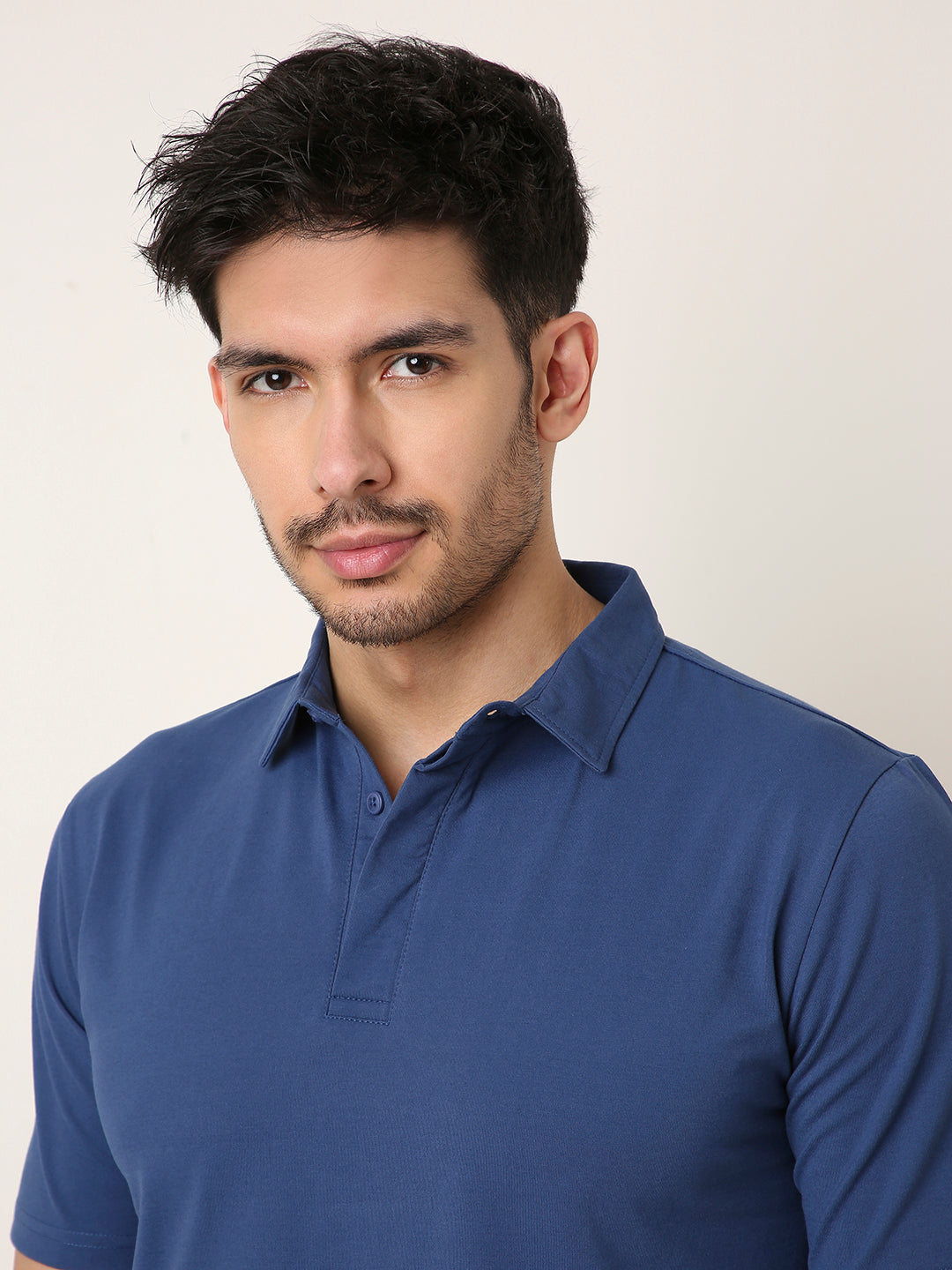 DENIM BLUE Solid Polo T-Shirt
