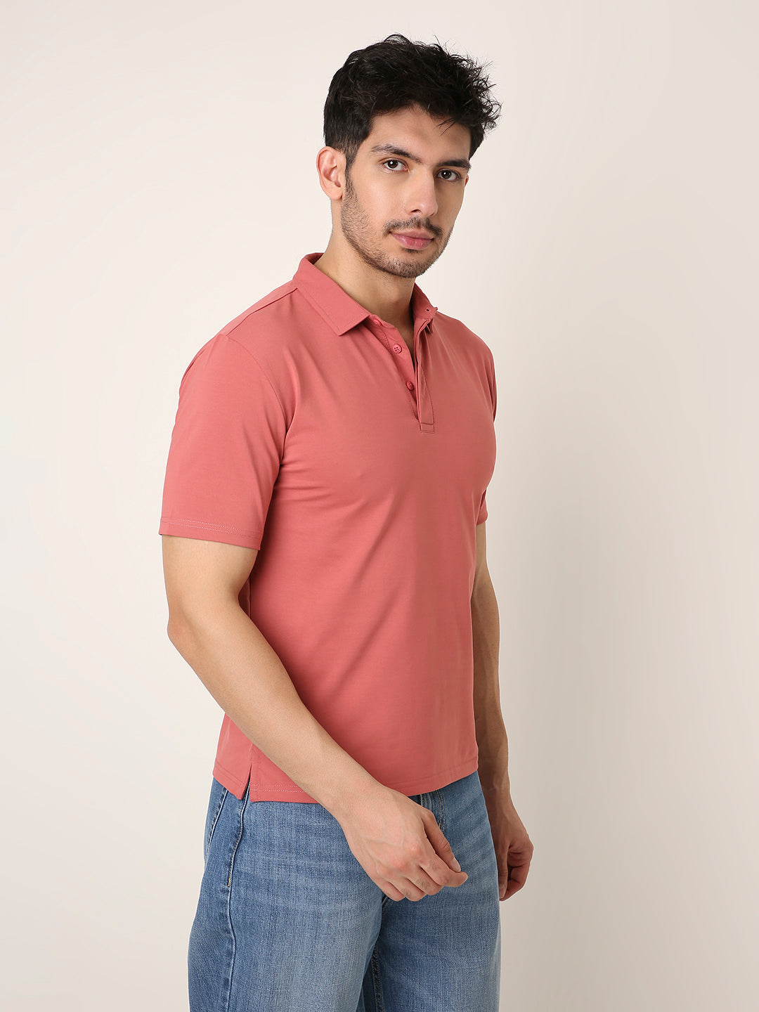 MULBERRY RED Solid Polo T-Shirt