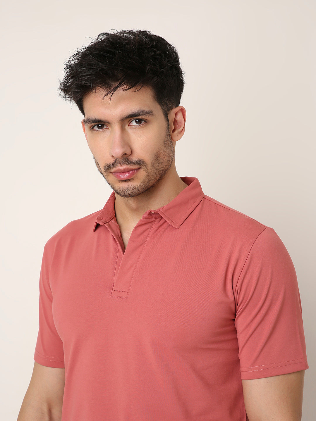 MULBERRY RED Solid Polo T-Shirt