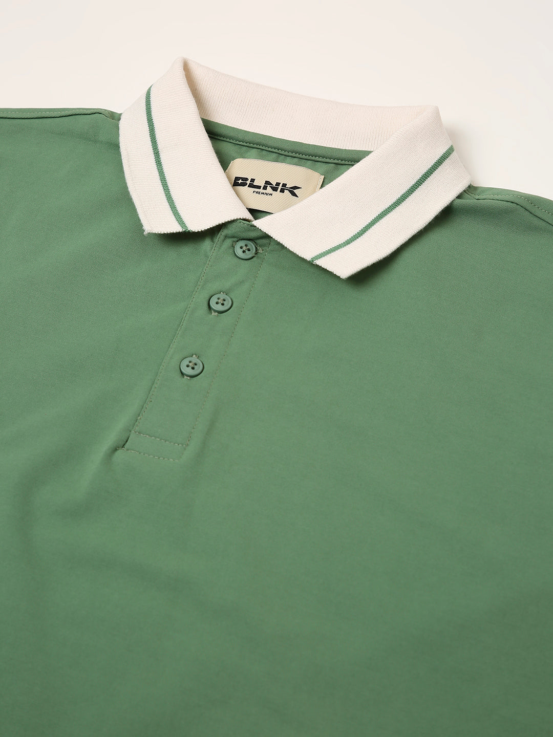 Green Polo T-Shirt with Contrast Collar