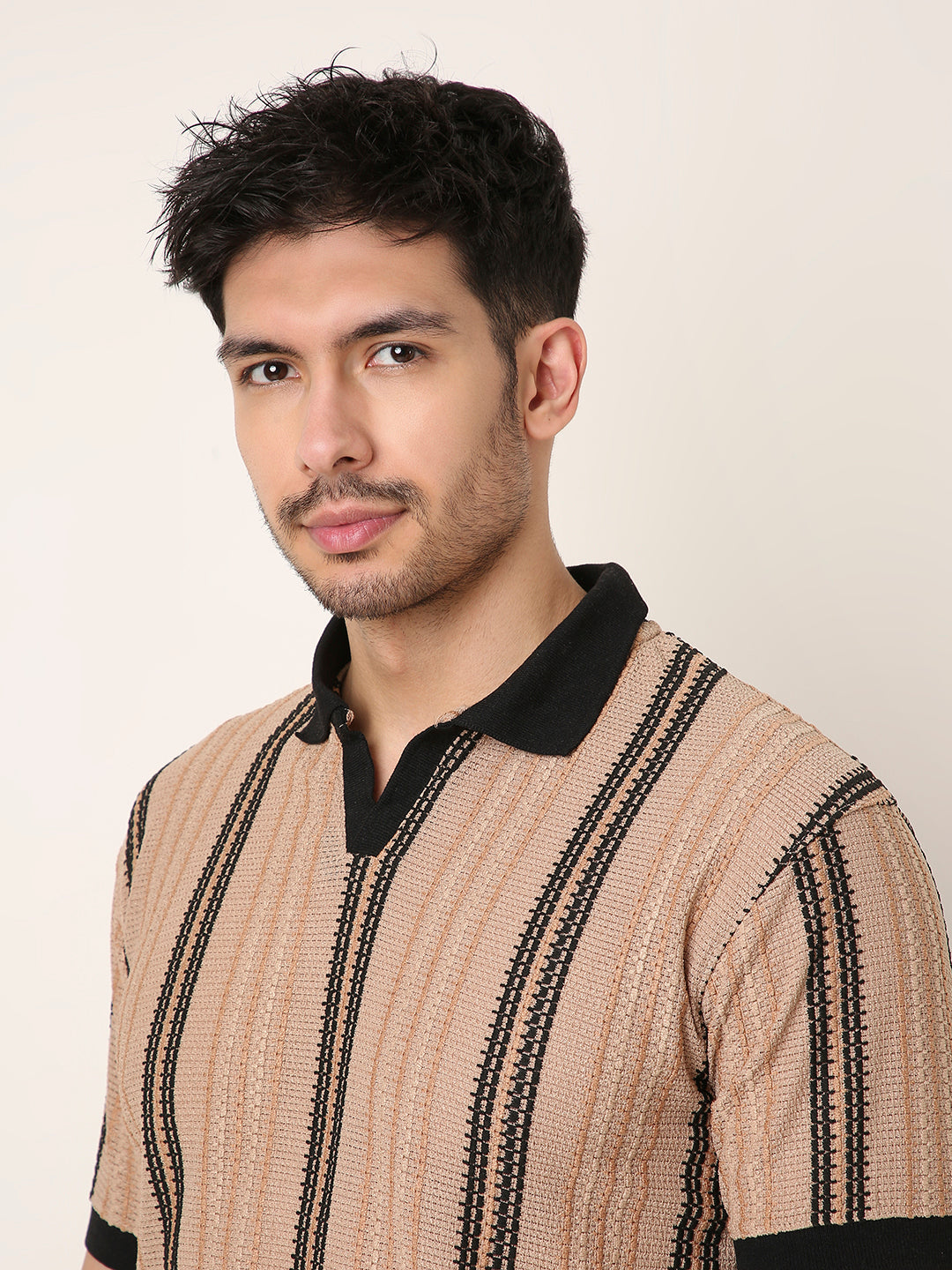 VINTAGE FAWN TEXTURED POLO TSHIRT