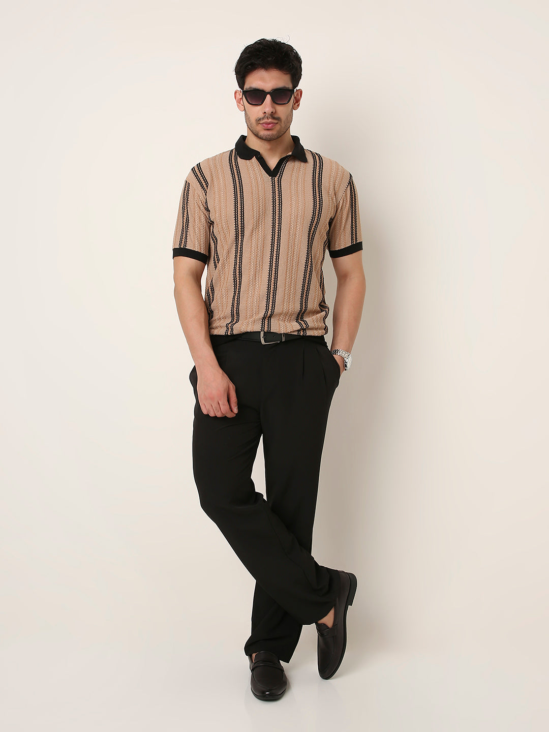VINTAGE FAWN TEXTURED POLO TSHIRT