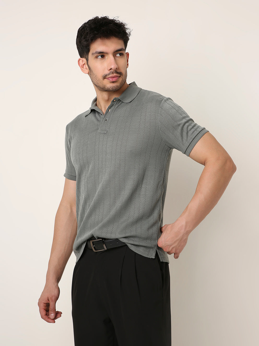 OLIVE Jacquard Classic Polo t-shirt