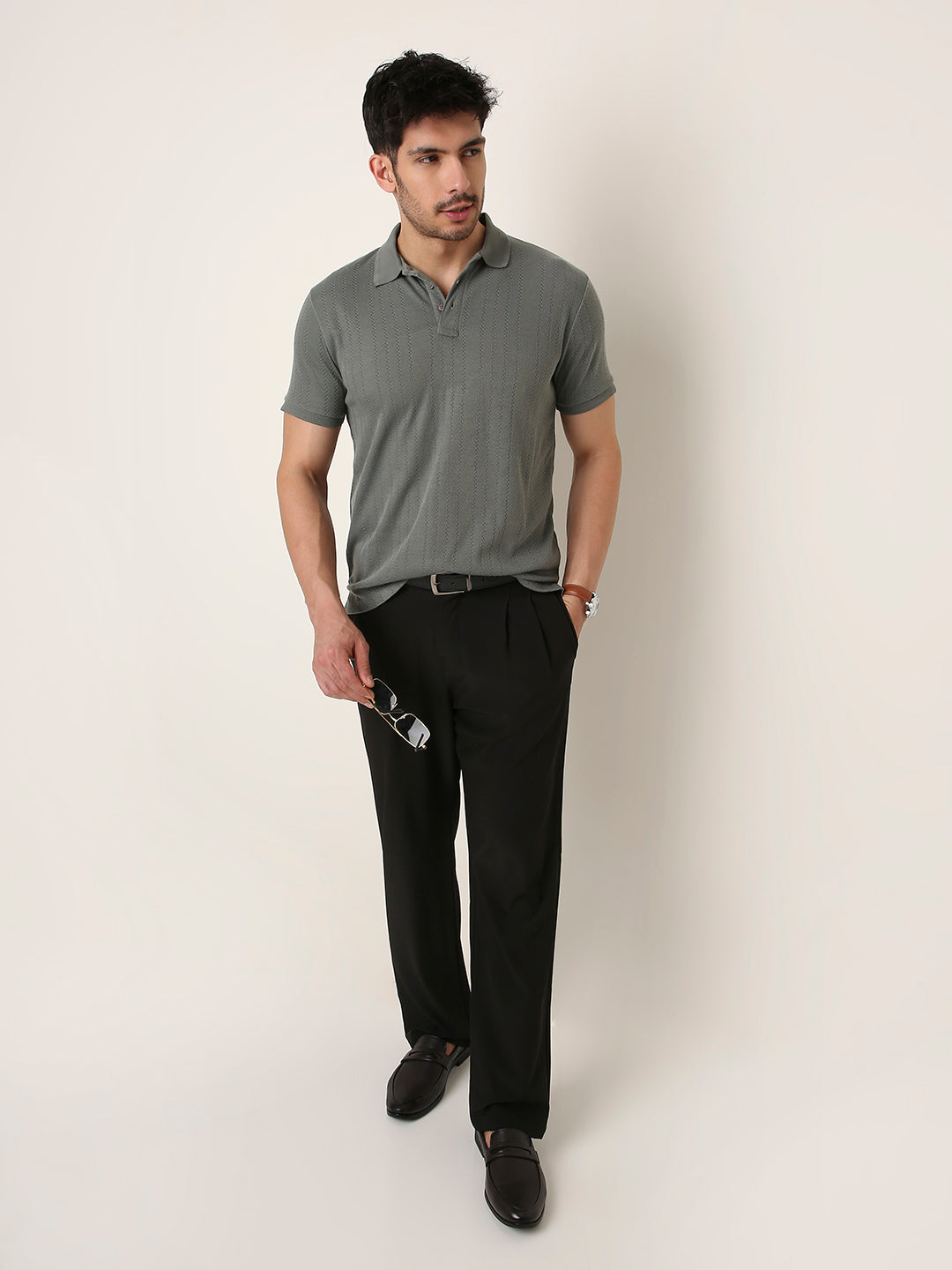 OLIVE Jacquard Classic Polo t-shirt