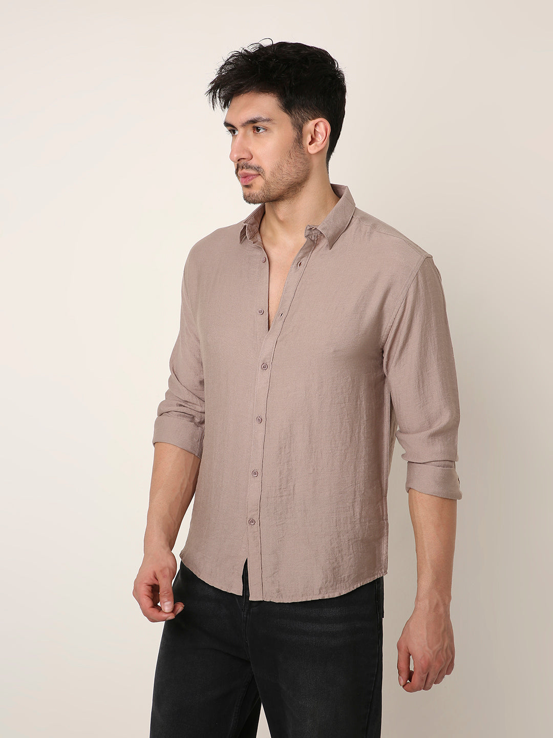 BEIGE PREMIUM LINEN BLEND SHIRT