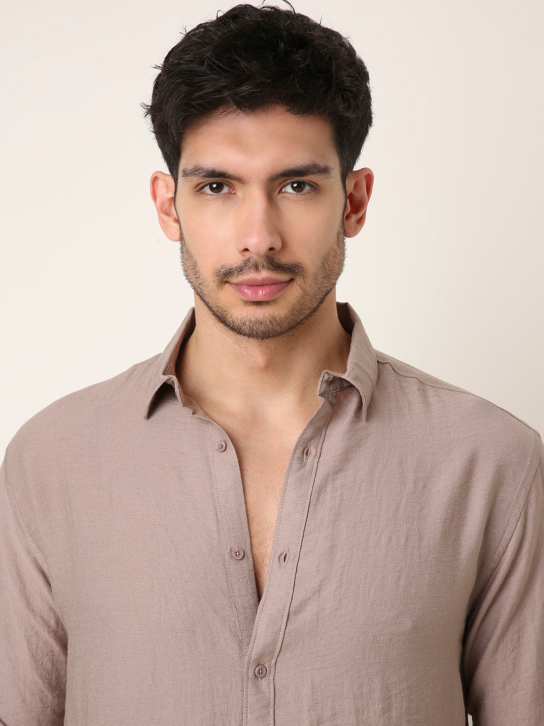 BEIGE PREMIUM LINEN BLEND SHIRT