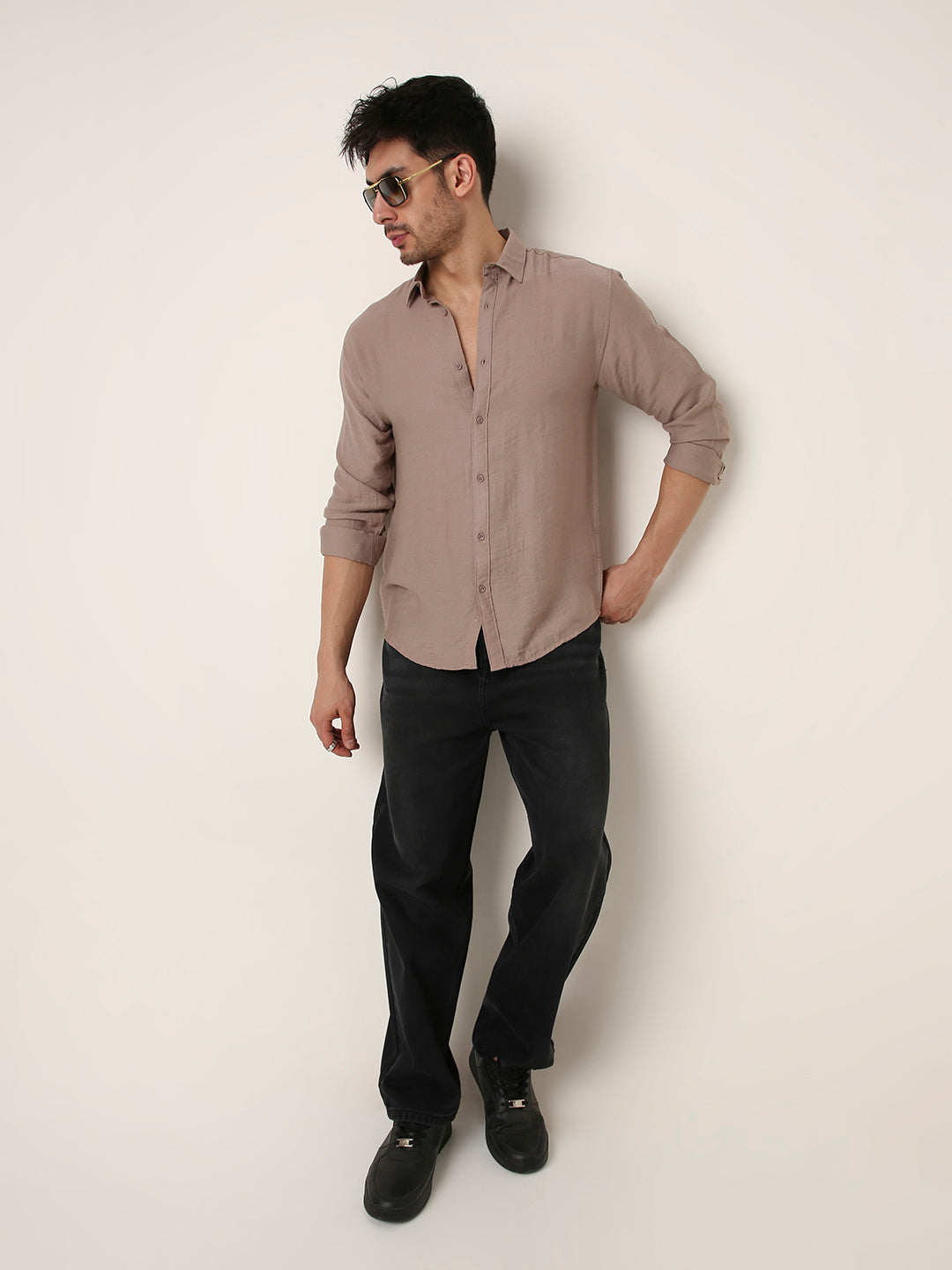 BEIGE PREMIUM LINEN BLEND SHIRT