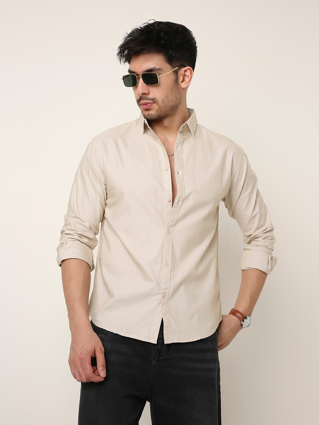 BEIGE ESSENTIAL OXFORD SHIRT