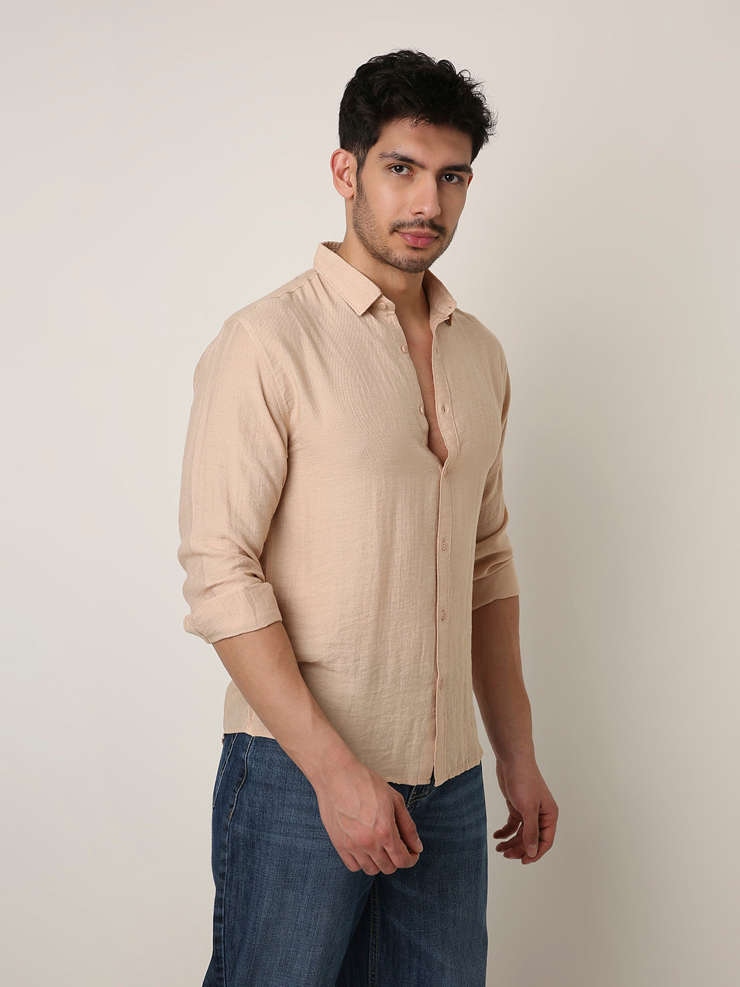 PEACH PERMIUM LINEN BLEND SHIRT