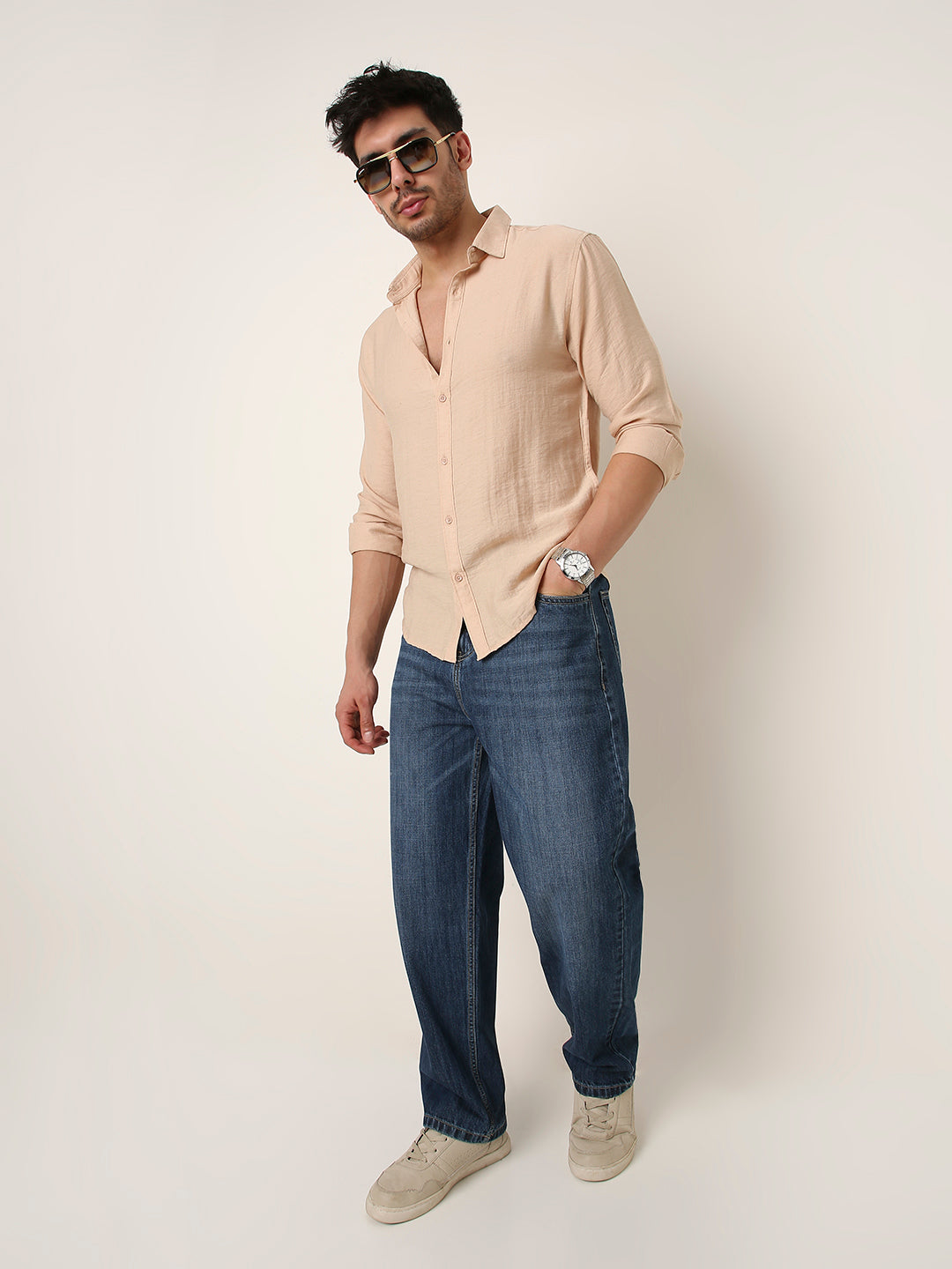 PEACH PERMIUM LINEN BLEND SHIRT