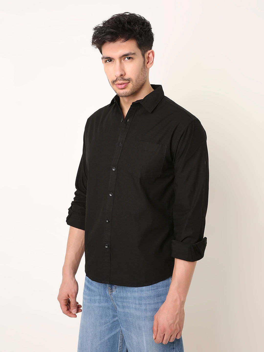 BLACK SIGNATURE TWILL COTTON SHIRT