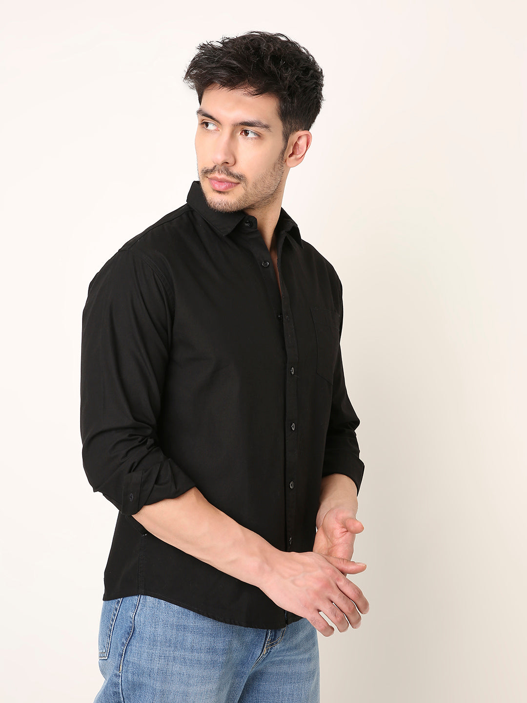 BLACK SIGNATURE TWILL COTTON SHIRT