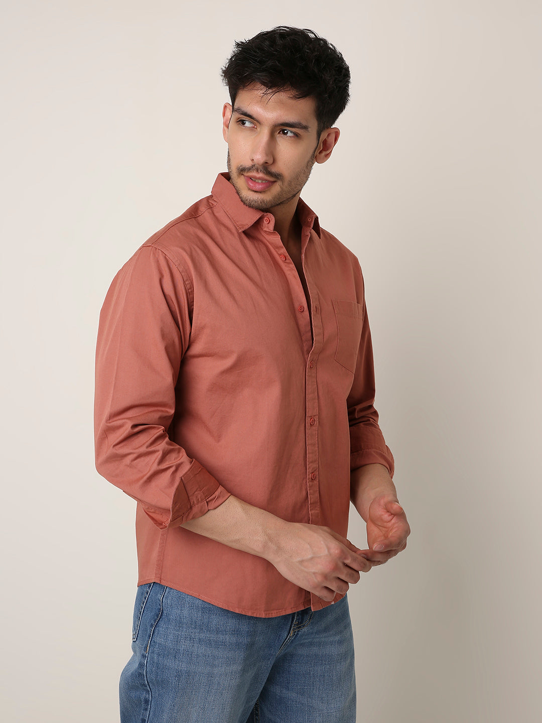 PEACH SIGNATURE TWILL COTTON SHIRT