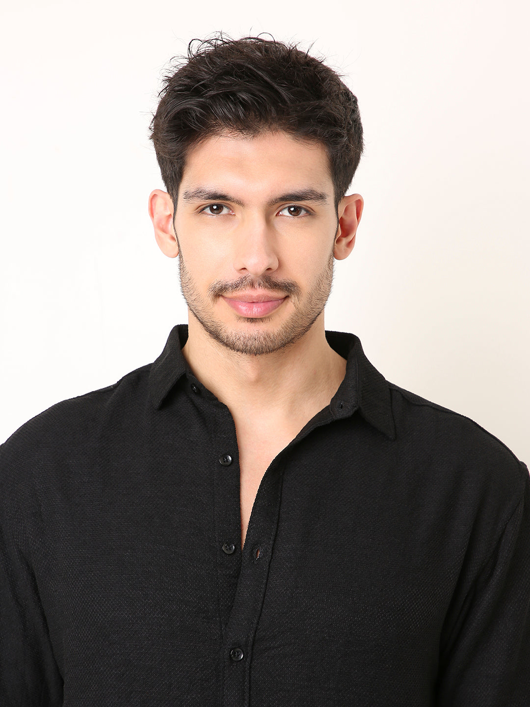 BLACK VISCOSE BLEND SHIRT