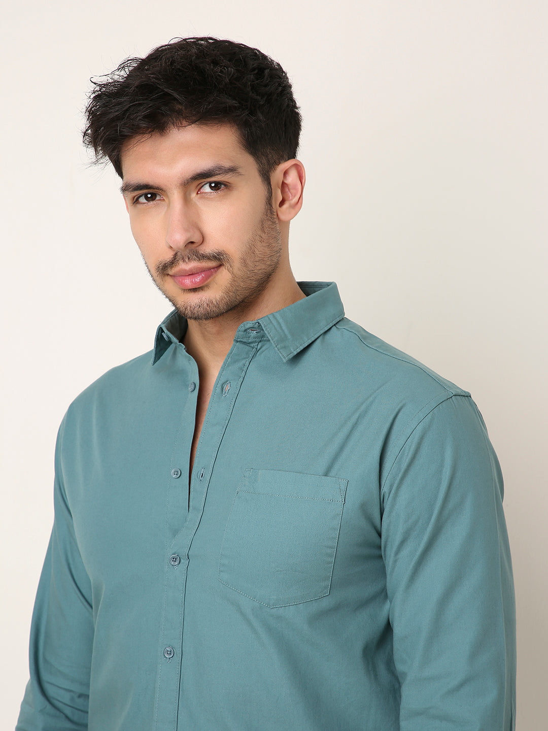 GREEN SIGNATURE TWILL COTTON SHIRT