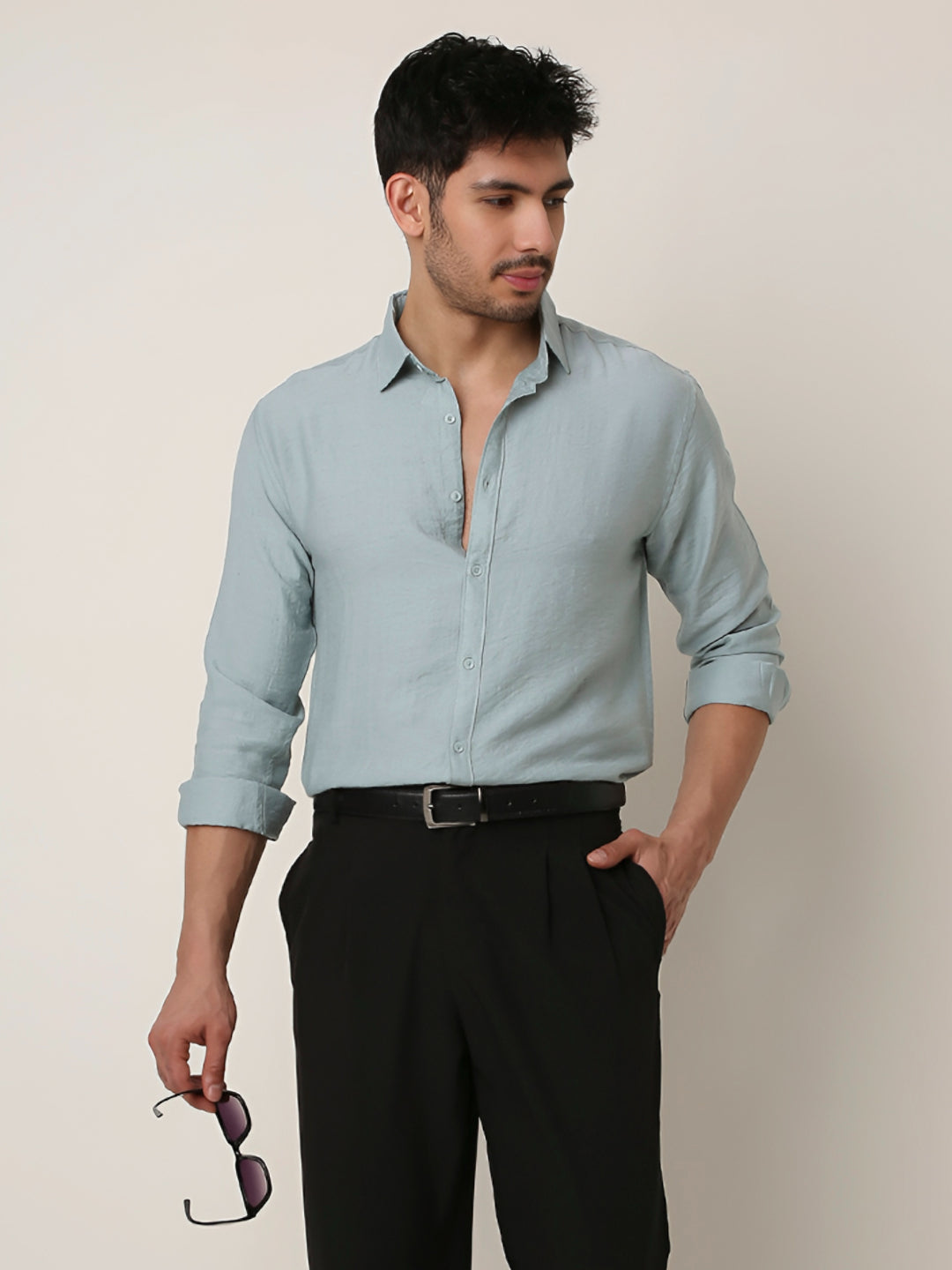 BLUE PREMIUM LINEN BLEND SHIRT