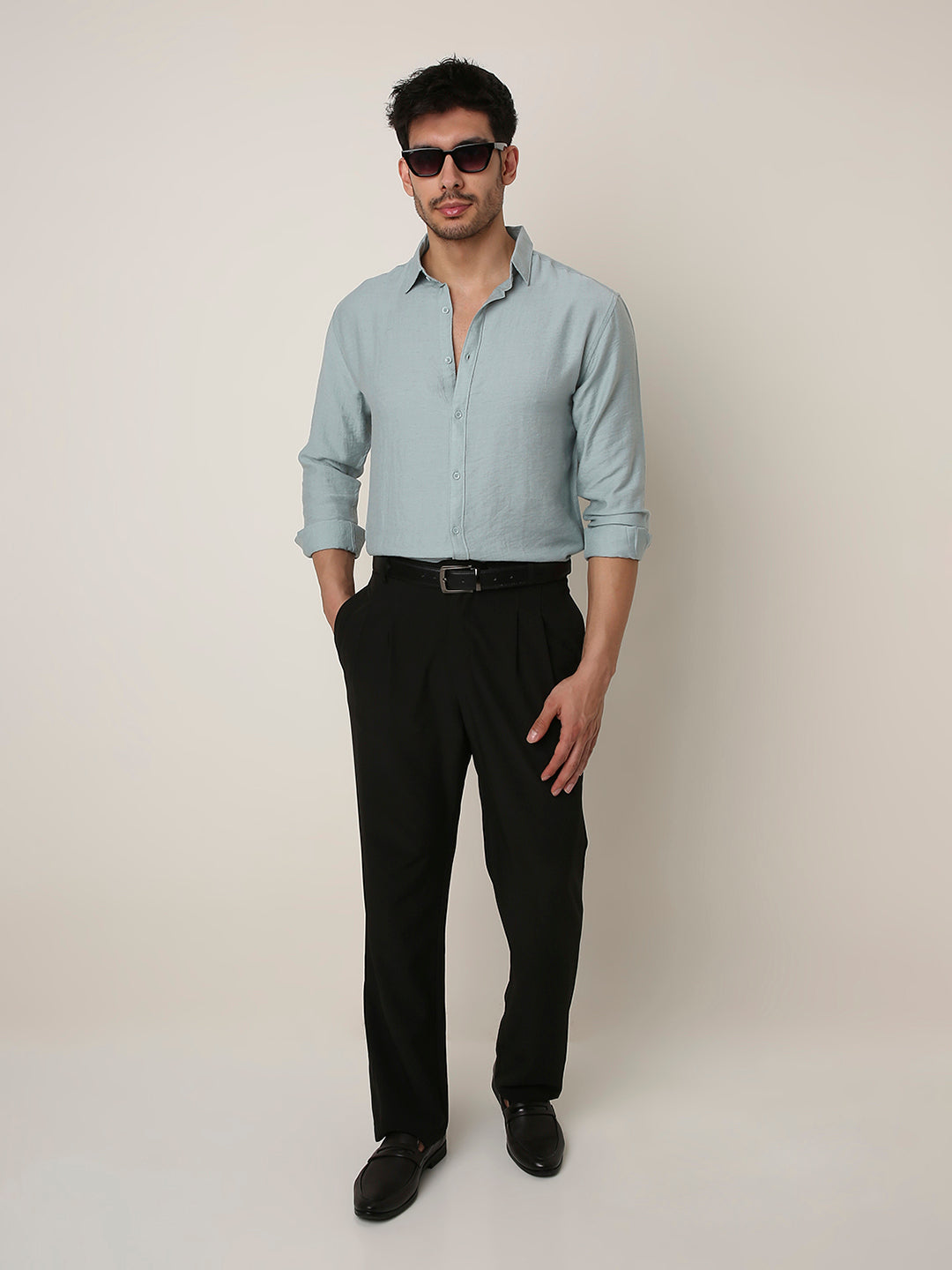 BLUE PREMIUM LINEN BLEND SHIRT