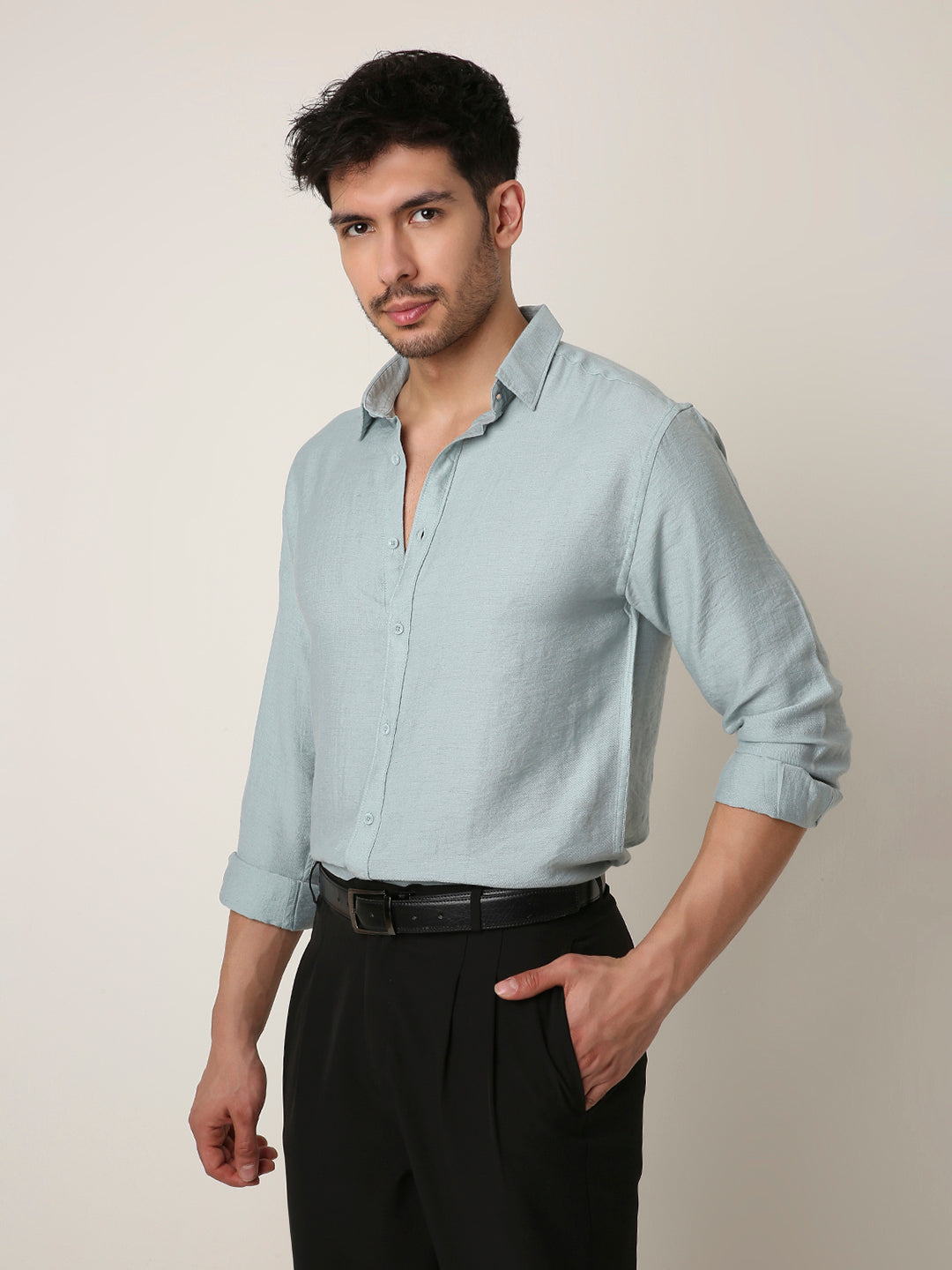 BLUE PREMIUM LINEN BLEND SHIRT