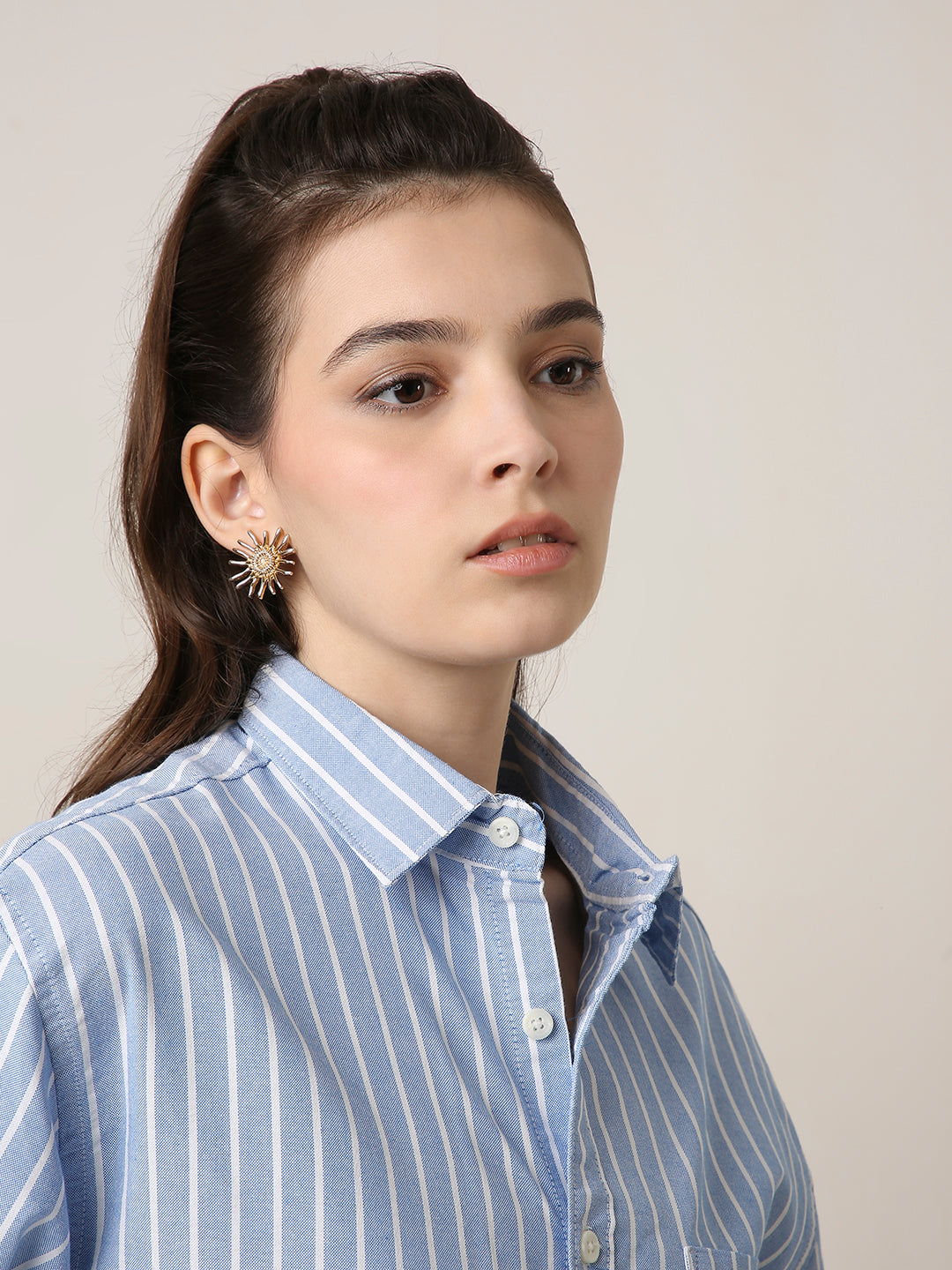 Classic Blue Oxford Striped Oversized Shirt