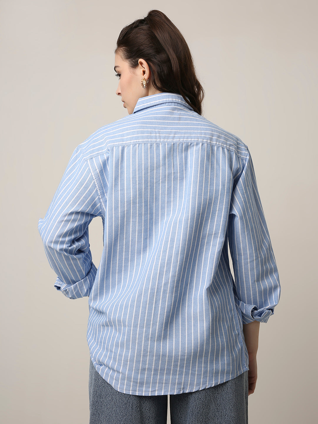 Classic Blue Oxford Striped Oversized Shirt