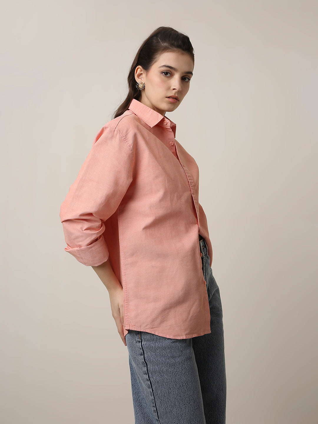 Peach Classic oxford Oversized Shirt