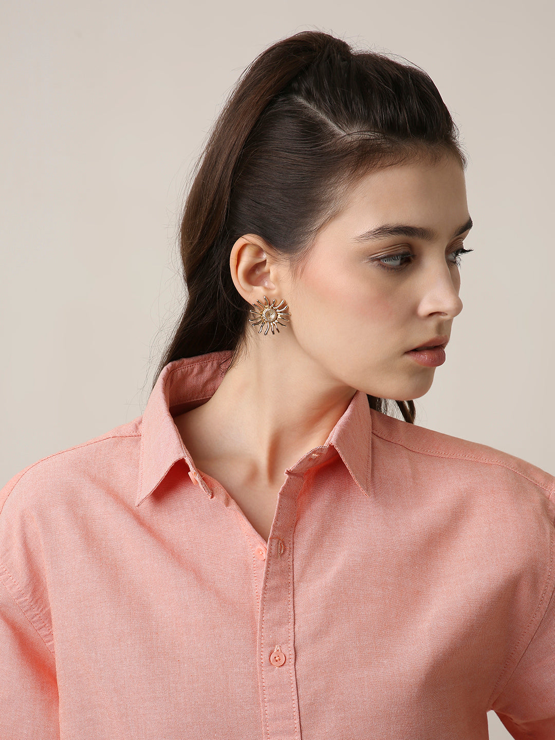 Peach Classic oxford Oversized Shirt