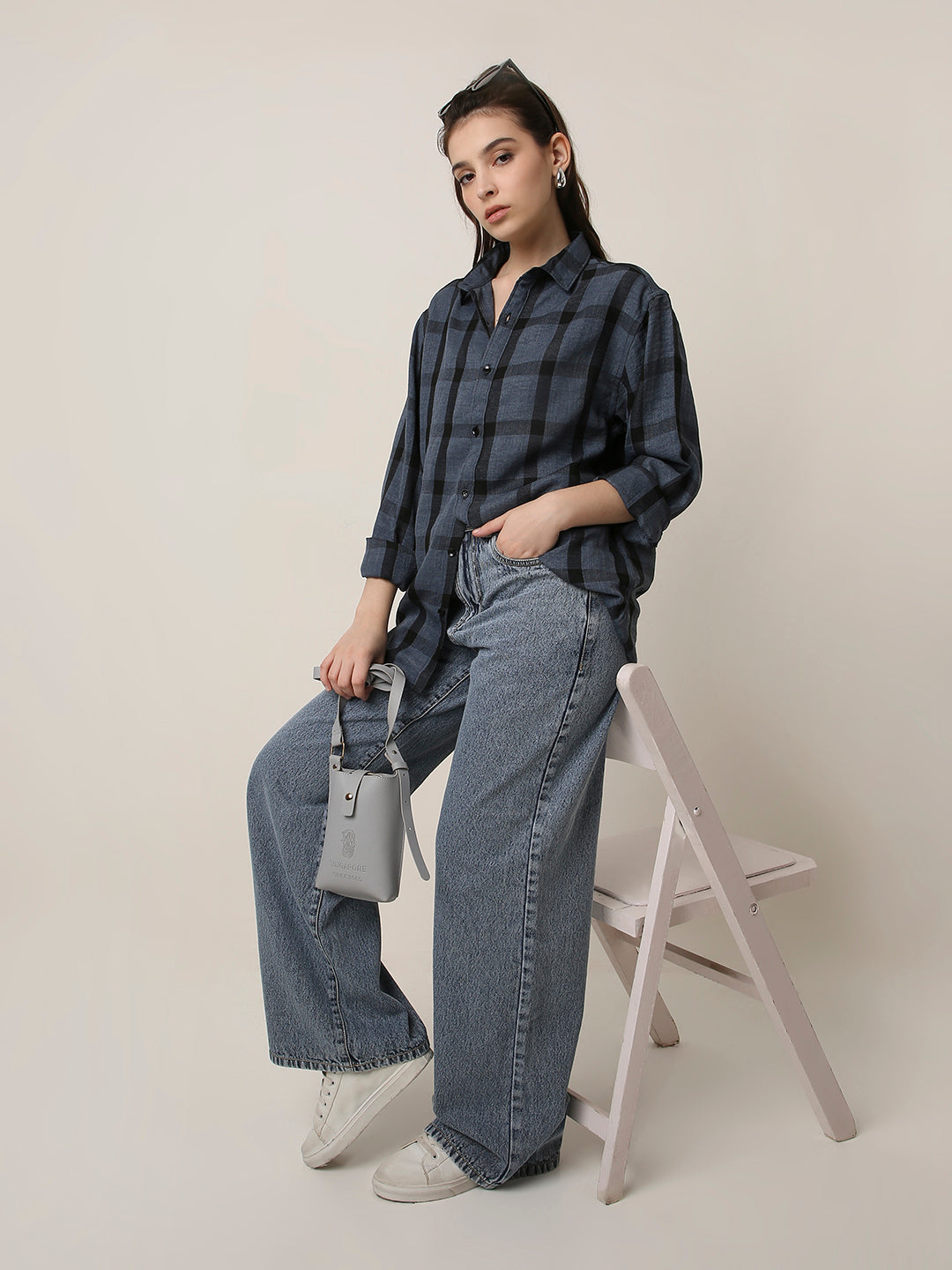 Blue Plaid Oversized Shirt