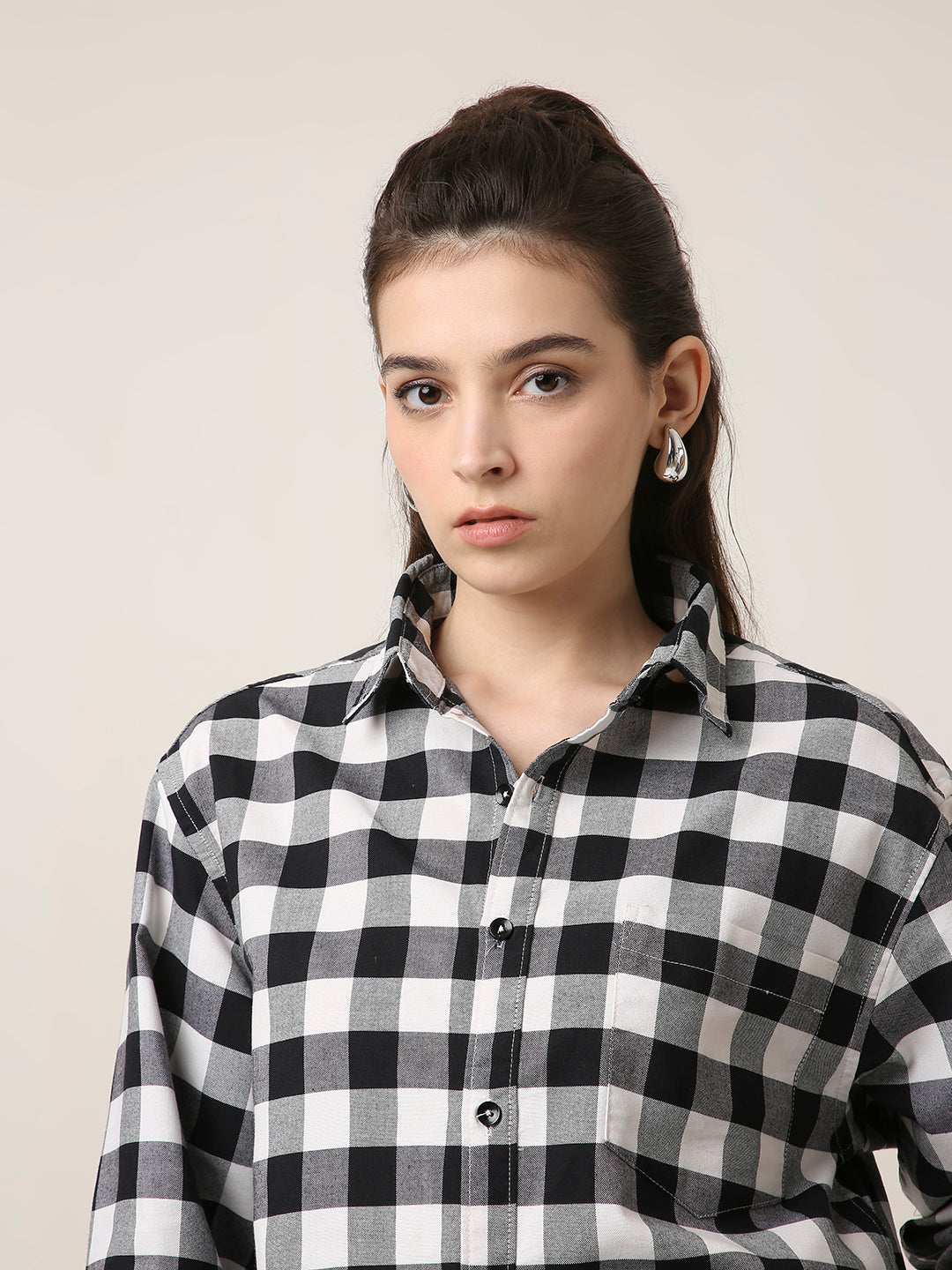Oxford Black Checkered Oversized Shirt