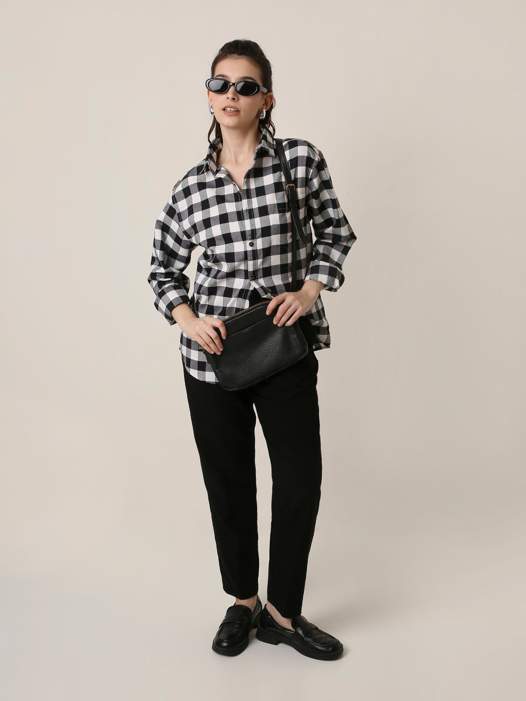 Oxford Black Checkered Oversized Shirt