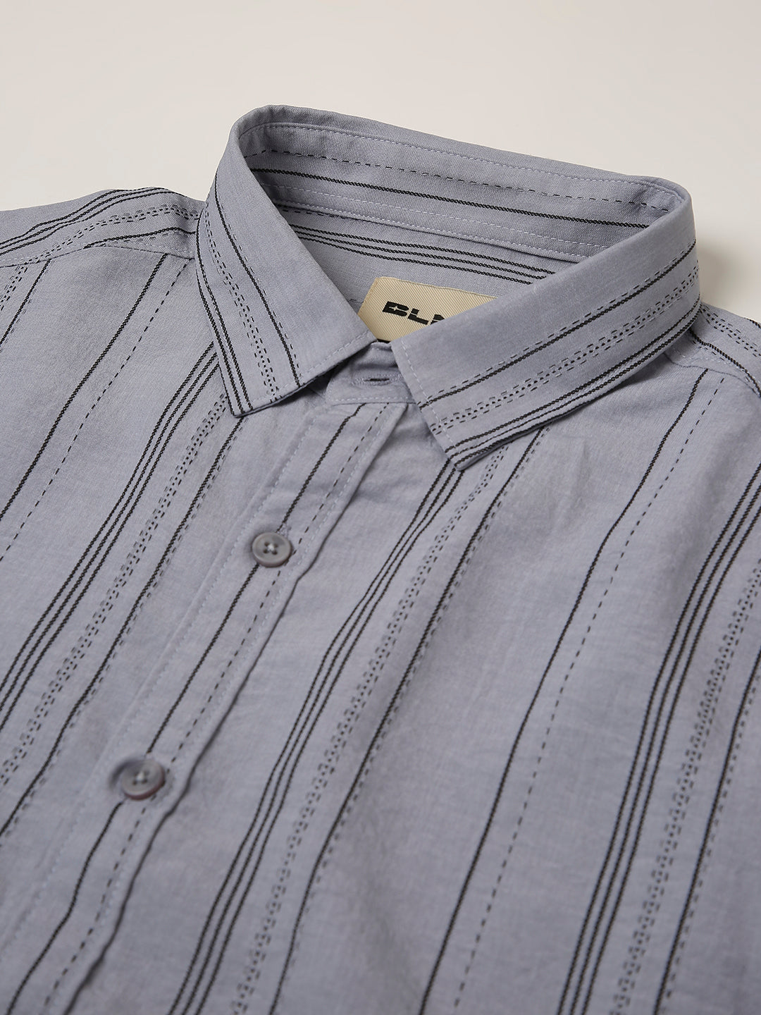Grey Textured Stripe Oversized Shirt