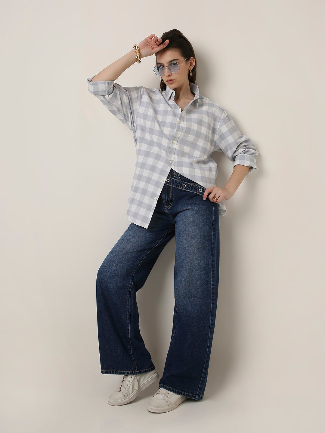 Oxford Grey Checkered Oversized Shirt