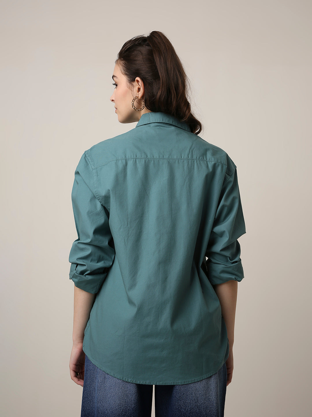 Green Twill Oversized Shirt