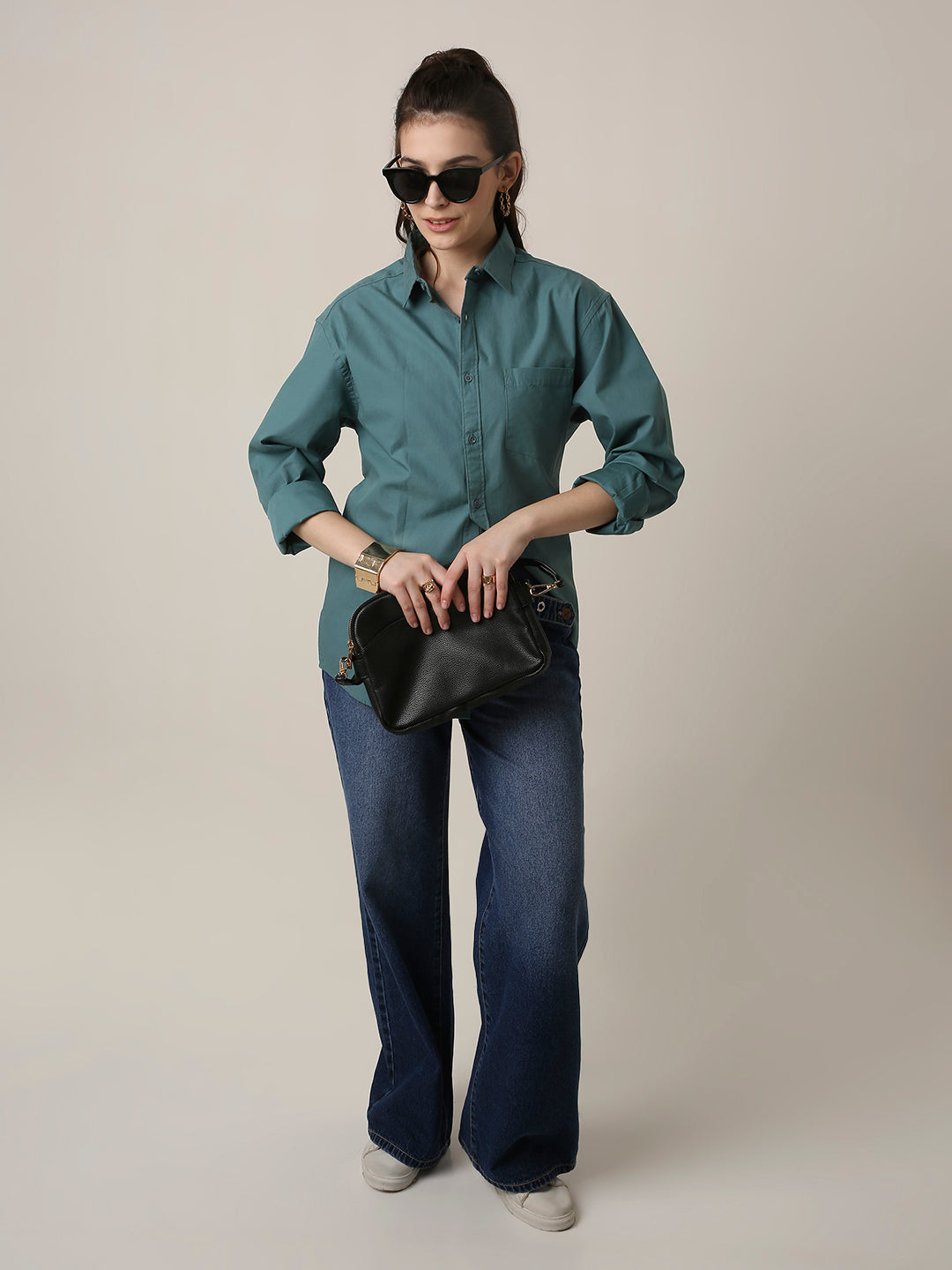 Green Twill Oversized Shirt