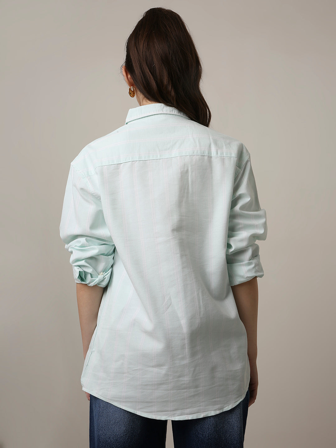 Mint Green Oxford Striped Oversized Shirt