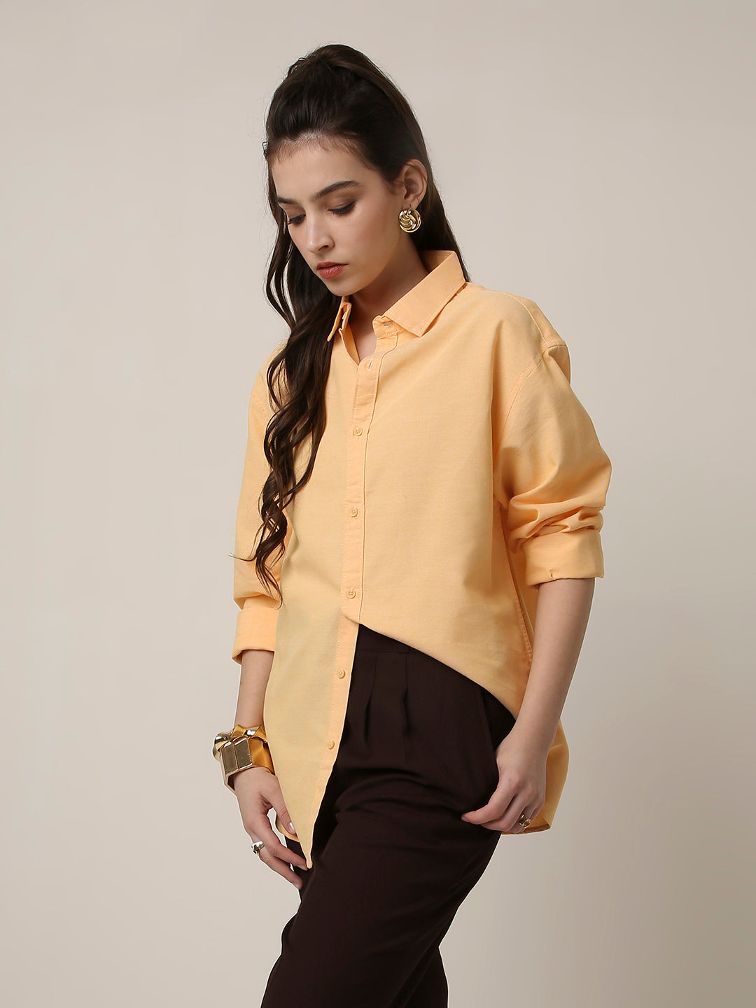 Orange Classic Oxford Oversized Shirt