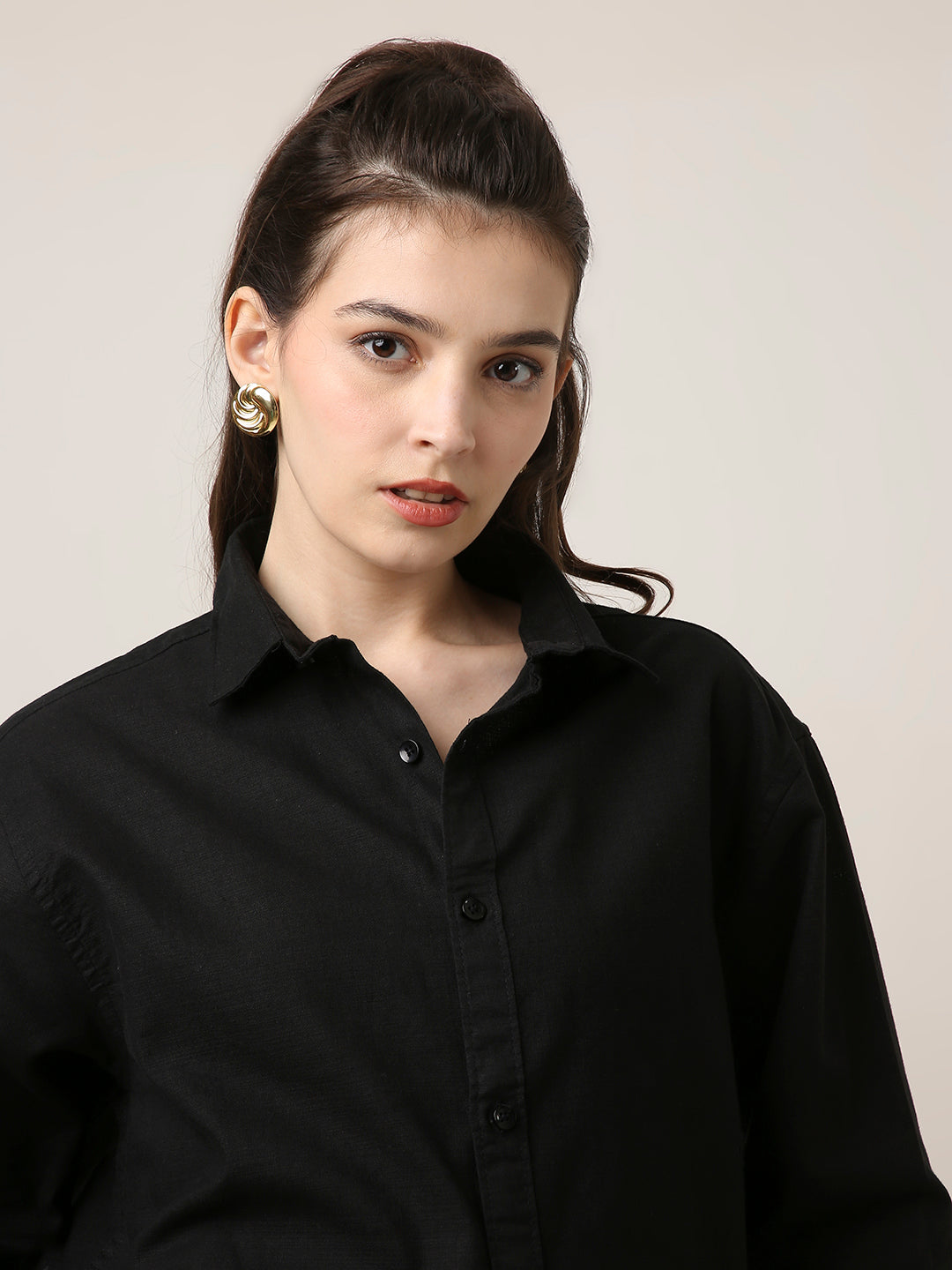 Black Twill Oversized Shirt