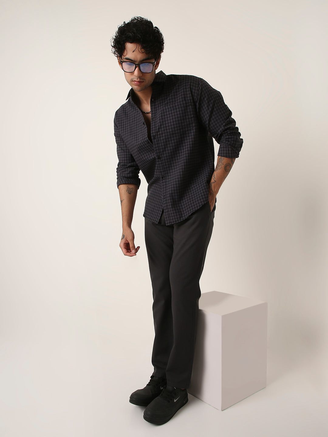 Dark Grey Slim-Fit Casual Trousers