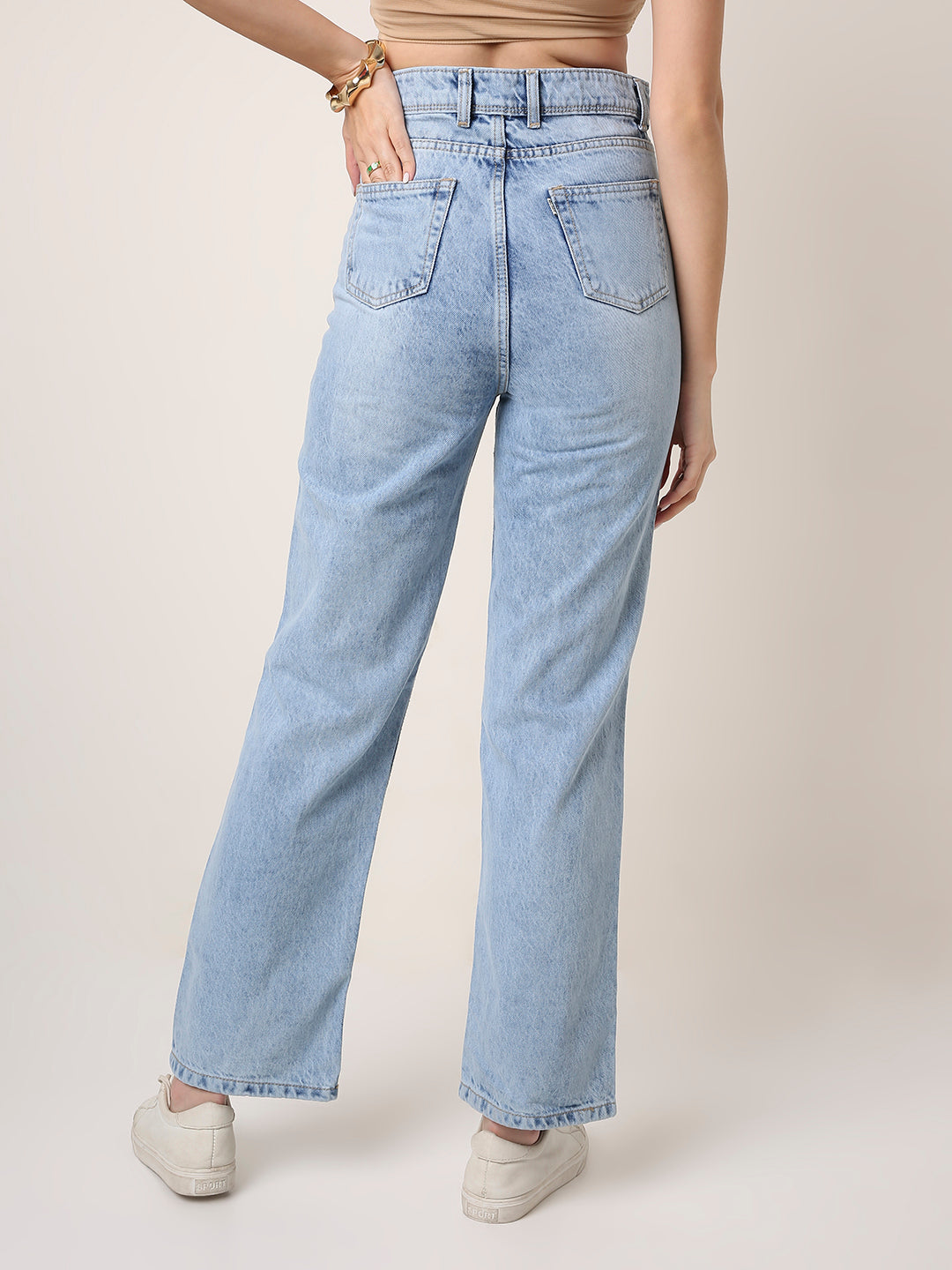 High-Rise Light Blue Straight-Fit Jeans