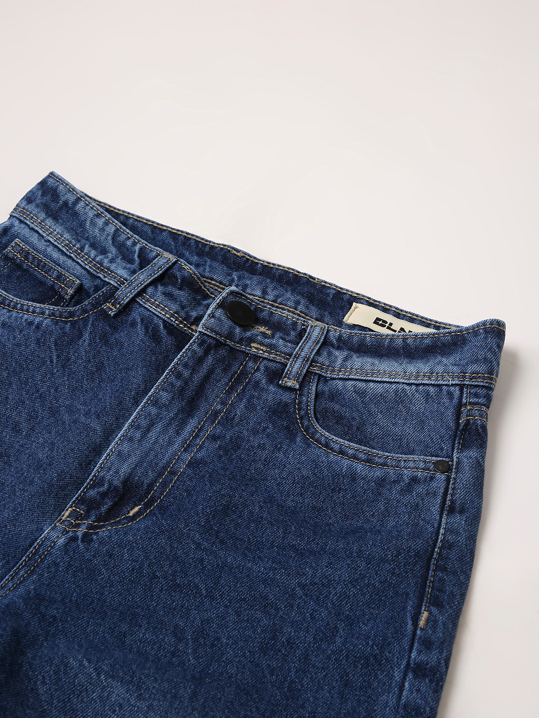 High-Rise Blue Straight-Fit Jeans