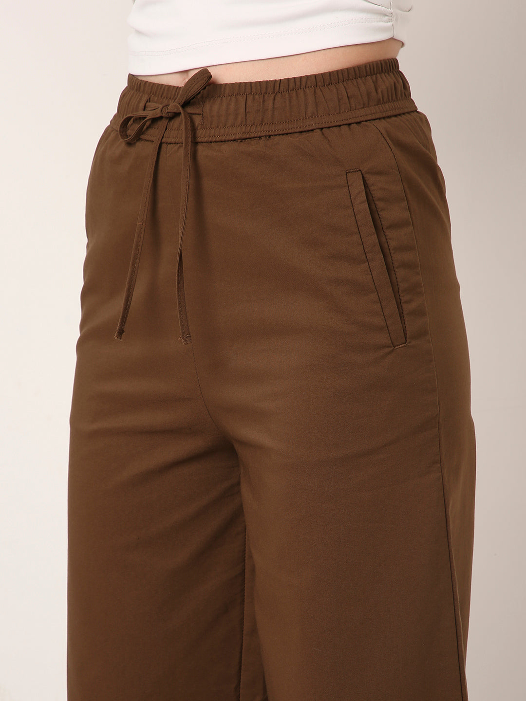 KHAKI High-Waist Wide-Leg Pants