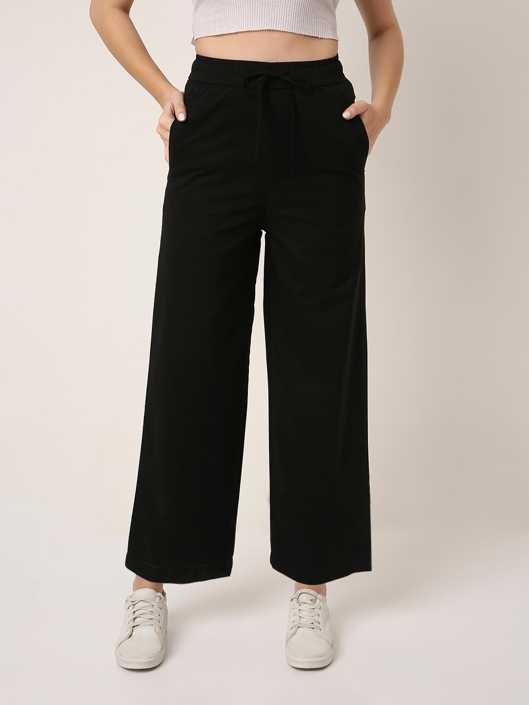 BLACK High-Waist Wide-Leg Pants