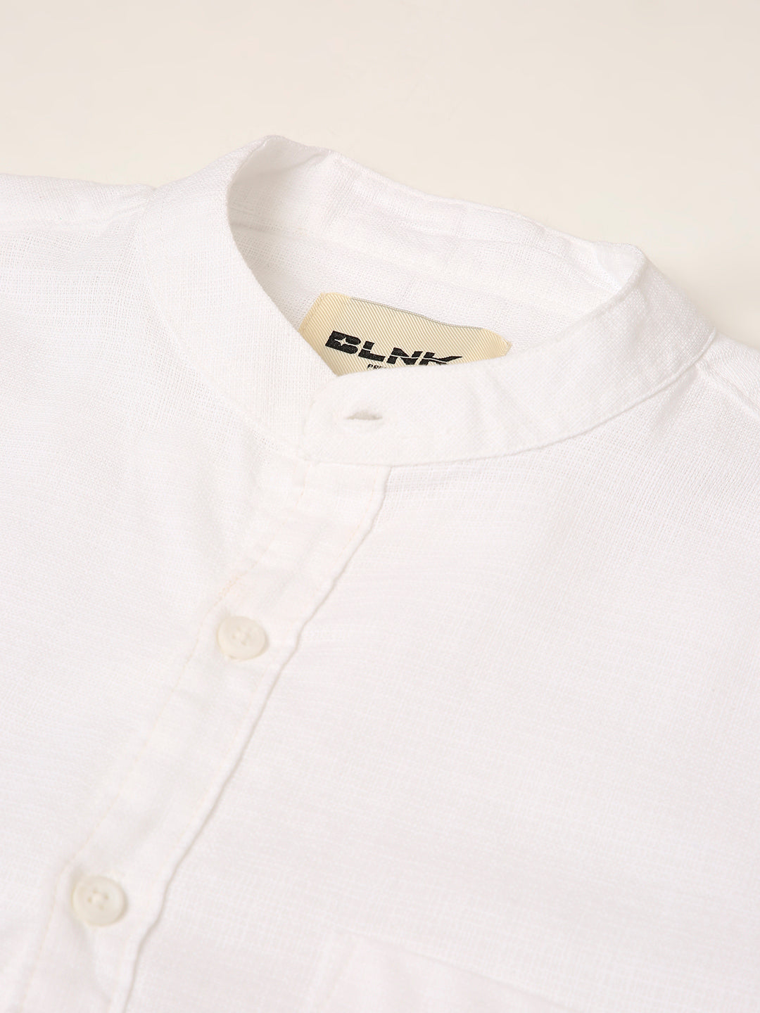 WHITE Premium Cotton Mandarin Collar Shirt