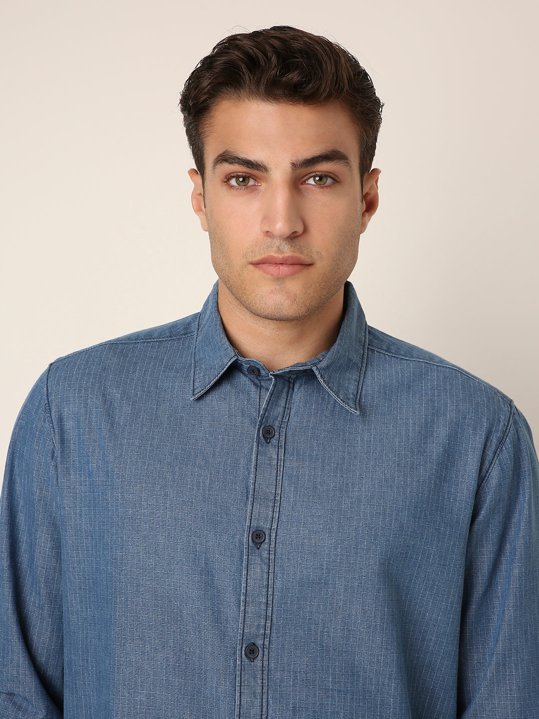 Casual Denim MID Blue Button-Down Shirt