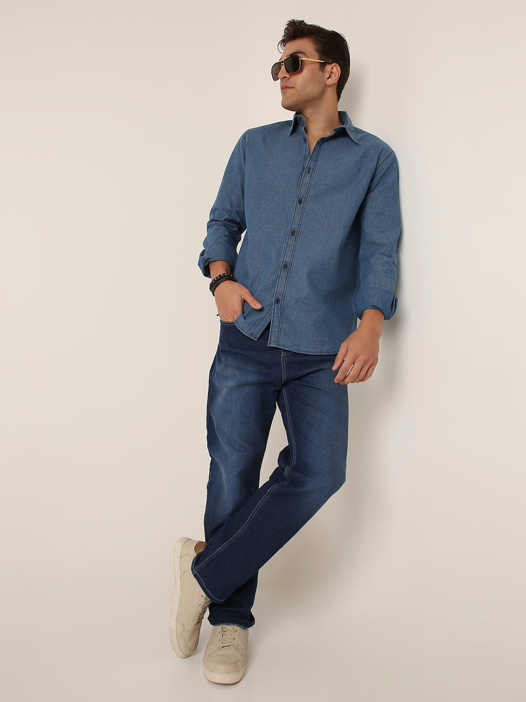 Casual Denim MID Blue Button-Down Shirt