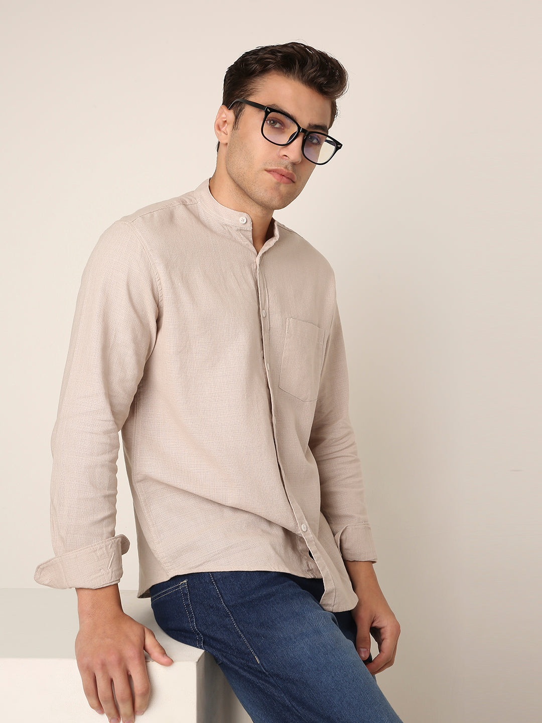 FAWN Premium Cotton Mandarin Collar Shirt