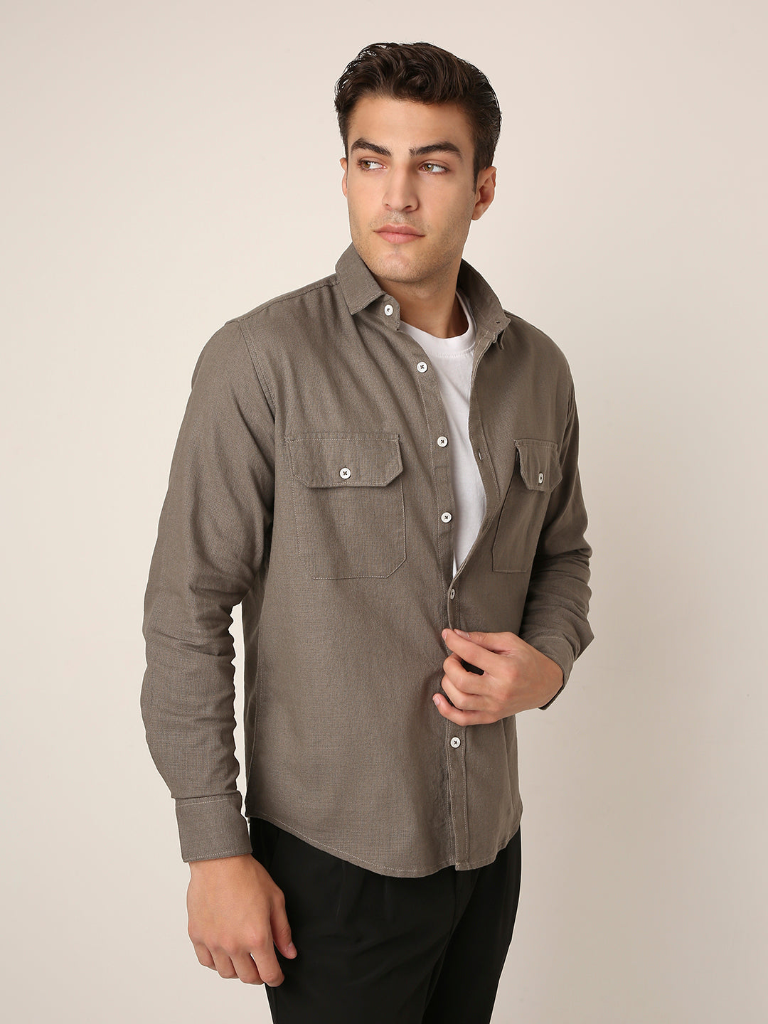 DUSTY GREY Premium Cotton Utility shacket