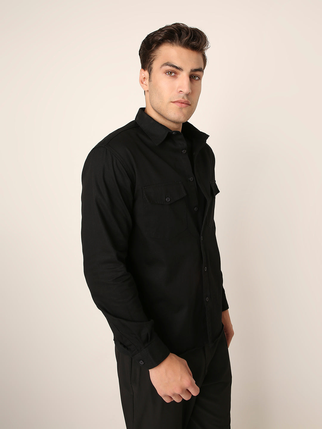 BLACK Utility Shacket – Premium Cotton Overshirt