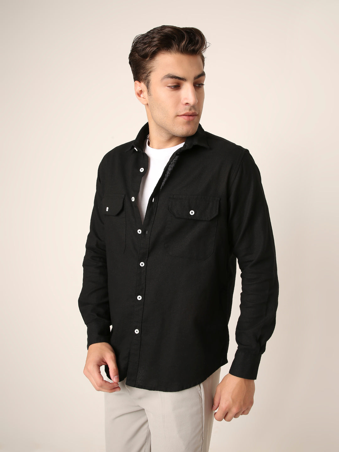 BLACK Premium Cotton Utility shacket